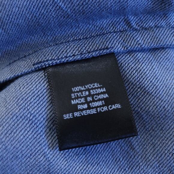 NEW Colleen Lopez Off Shoulder Chambray Shirt Large Women, 3/4 Split Sleeves - Picture 7 of 7